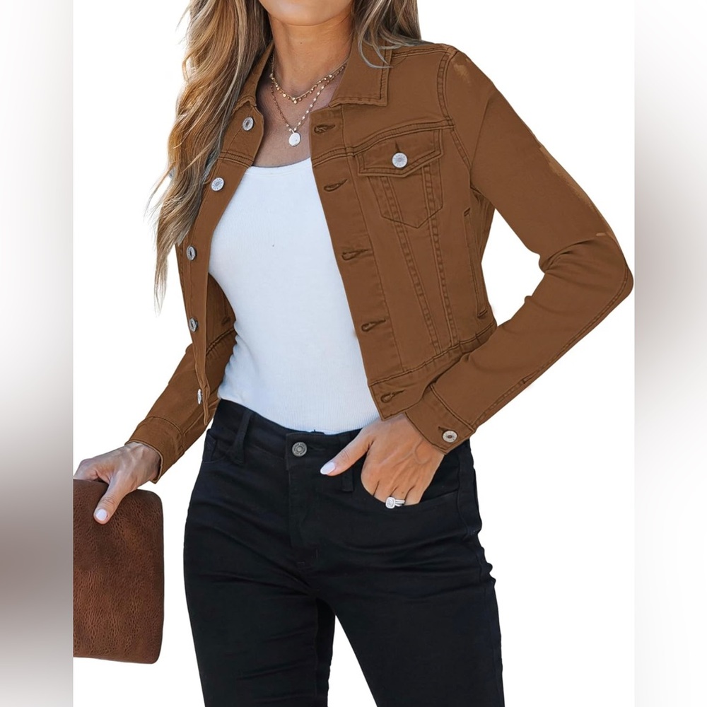 NWT Cropped Jean Jackets for Women Fashion Short Denim Shacket